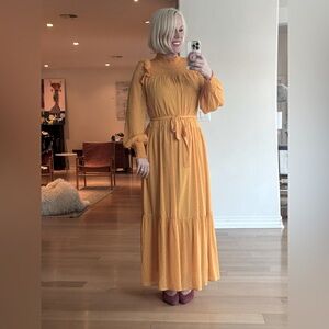 English Factory Gold Yellow Boho Gauzy Long Dress Size S